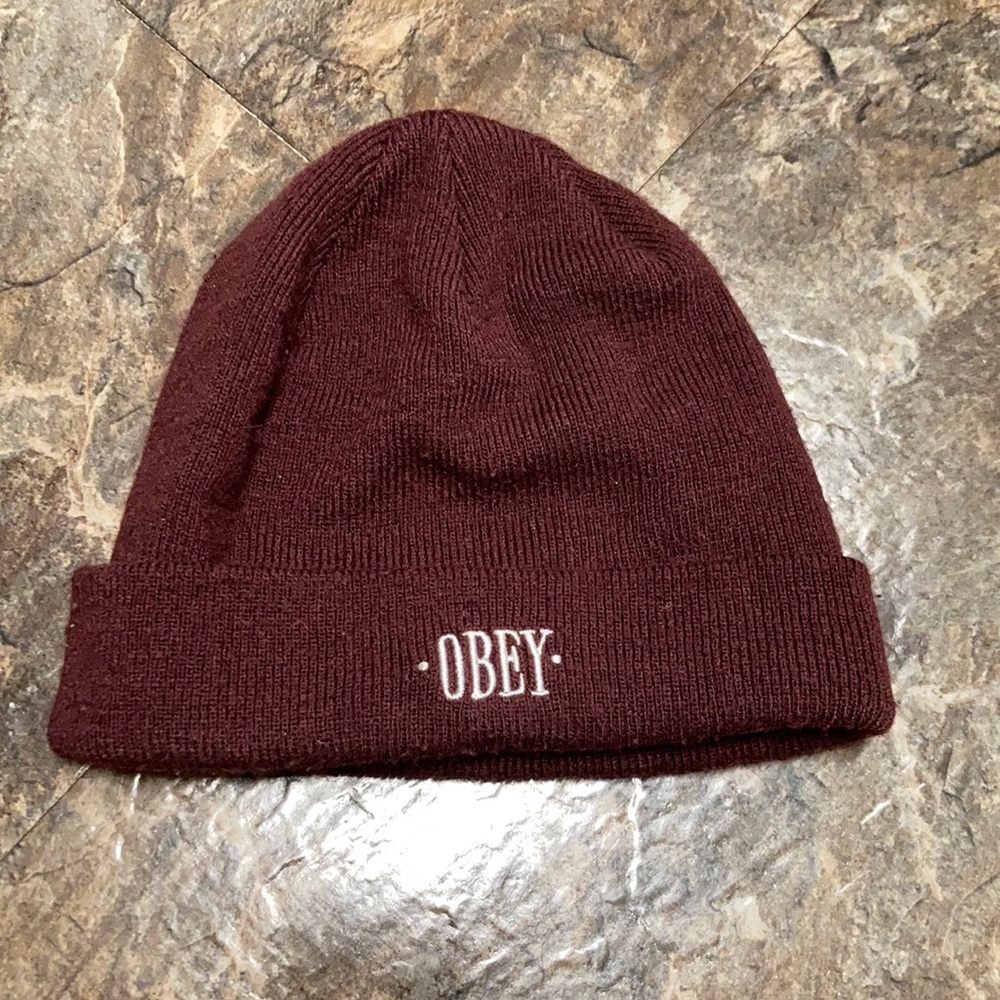 Burgundy OBEY Beanie